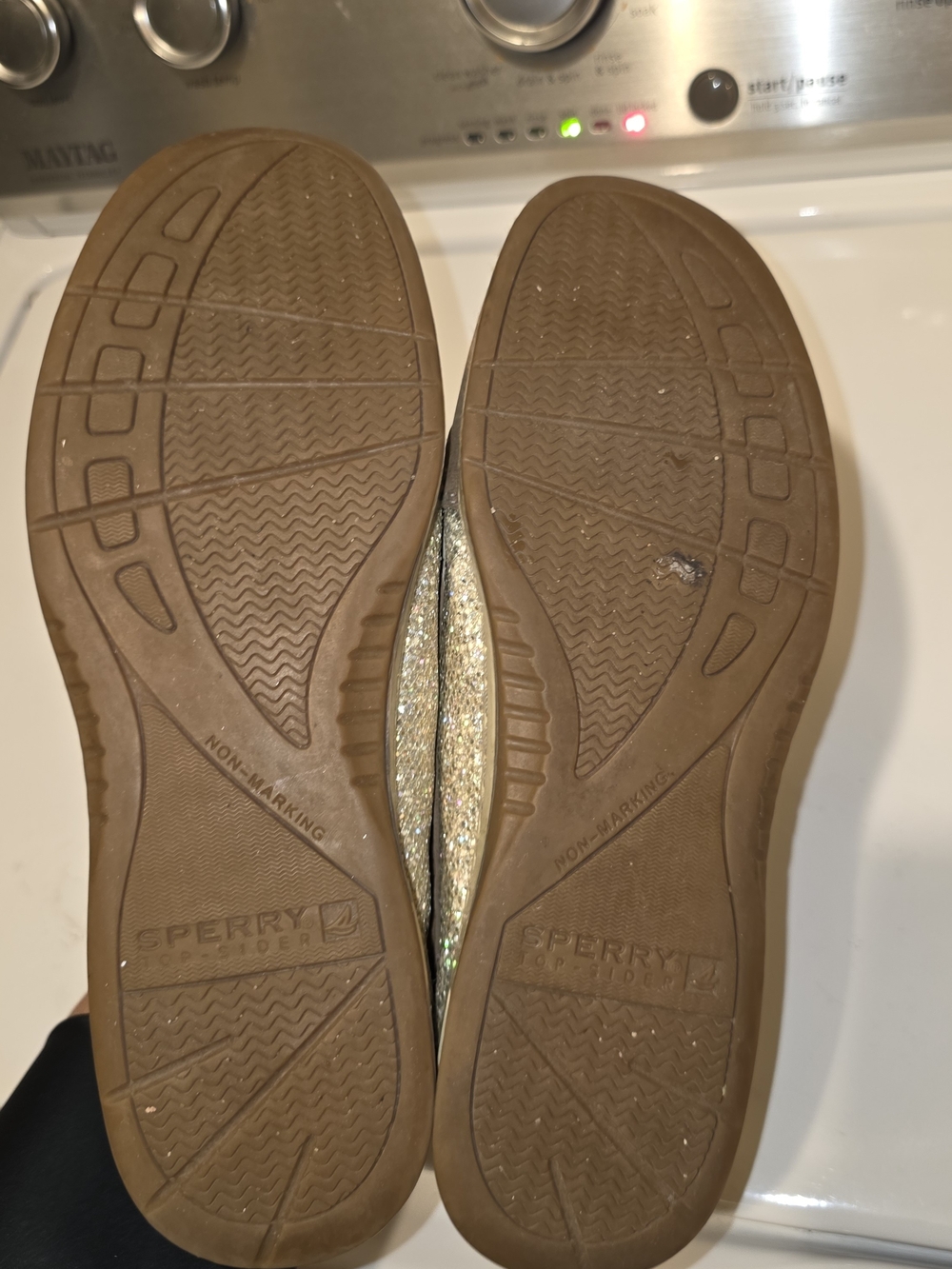 Sperry Tan Glitter-Trim Boat Shoes - Picture 5 of 5